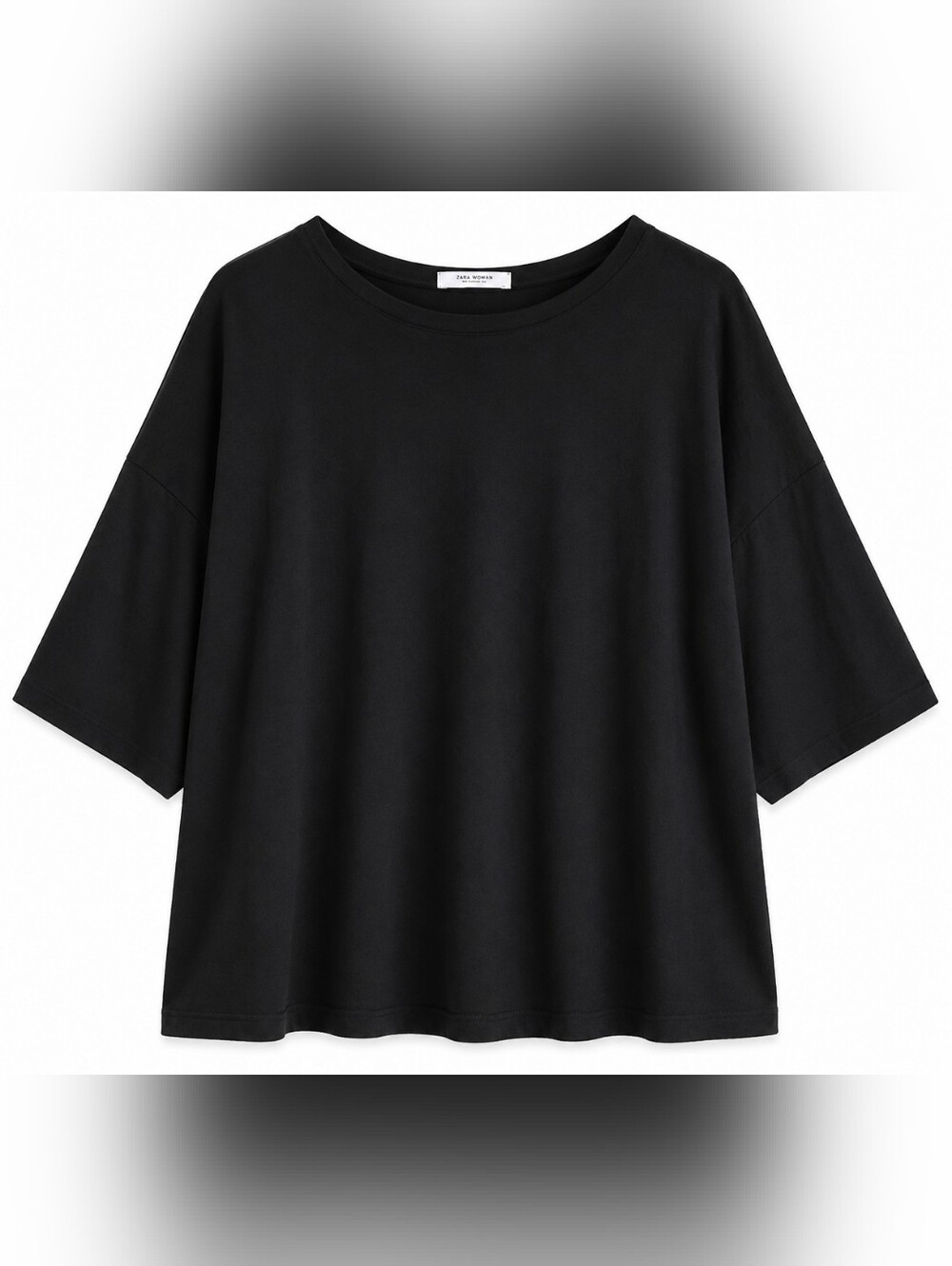 Zara Classic Black 3/4 Sleeve Tee LG